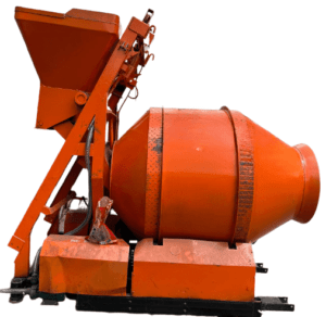 Orange electric concrete mixer